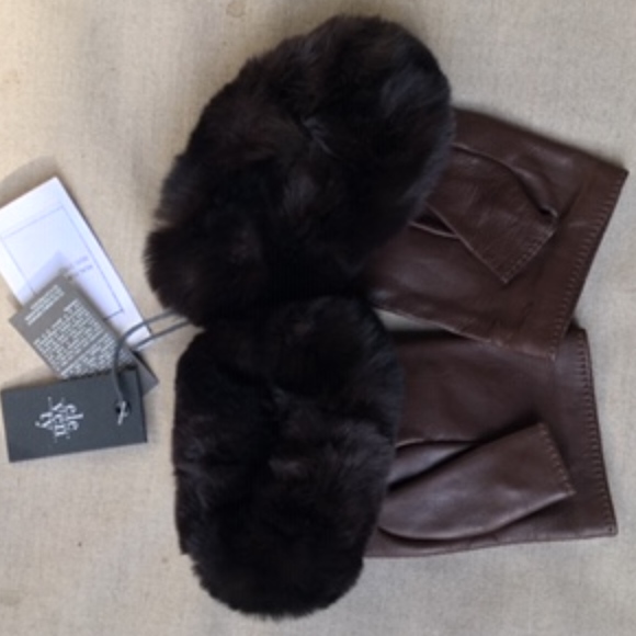 ELEVENTY FUR TRIMED LEATHER GLOVES
